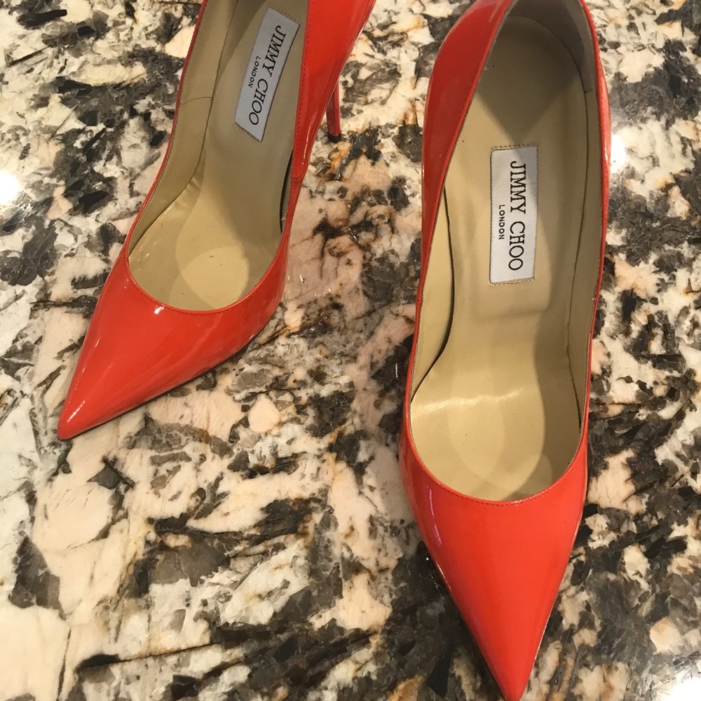 Red orange Jimmy Choo pumps
